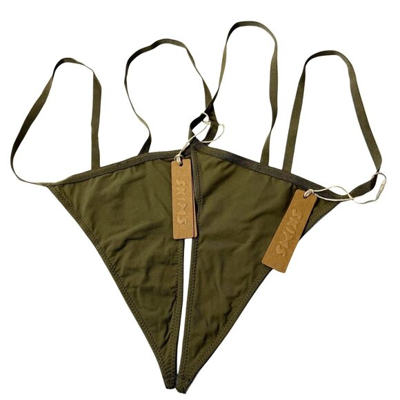 SKIMS Fits Everybody Micro Thongs Lot of 4 Khaki Neon Orange Sugar Plum 3X - Picture 6 of 11